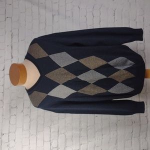 JOE Joseph Abboud Size L Pullover Argyle V-Neck Cotton Sweater NWT